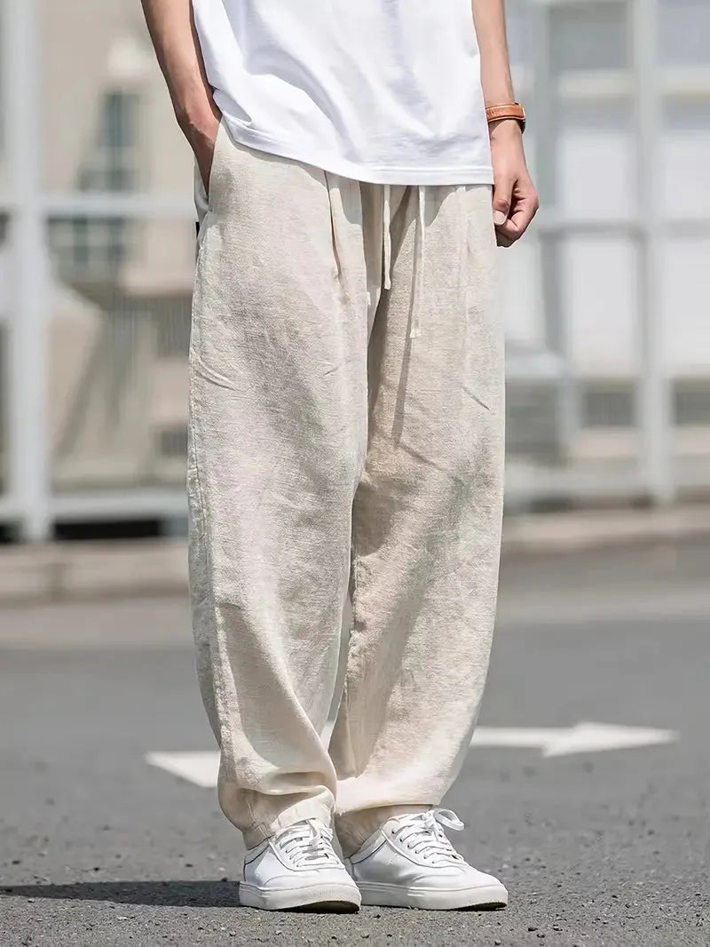 Linnen Broek Baggy Model Elastische Pasvorm - StudioMarella
