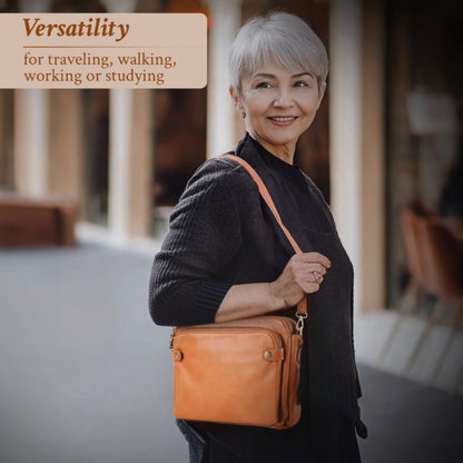 Leren Schoudertas met Geïntegreerde Portemonnee 9 Kaartvakken Compact Dagelijks Gebruik Dames Crossbody