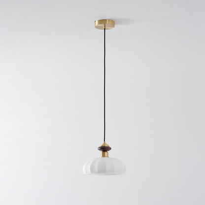 Glazen Hanglamp Bailey met Walnoten Houten Top | Retro Vintage Verlichting Koper Messing | Keukeneiland Eettafel Ontbijthoek | Eetkamer Hanglampen Glas | Skandinavisch Interieur