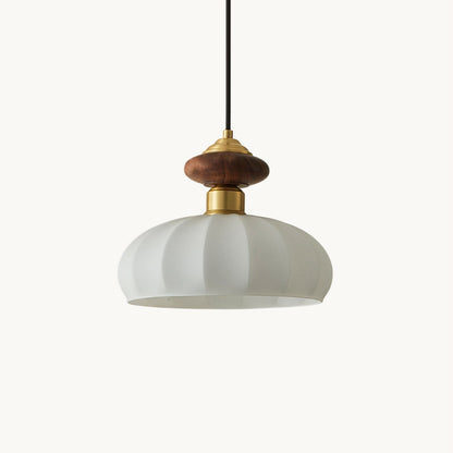 Glazen Hanglamp Bailey met Walnoten Houten Top | Retro Vintage Verlichting Koper Messing | Keukeneiland Eettafel Ontbijthoek | Eetkamer Hanglampen Glas | Skandinavisch Interieur