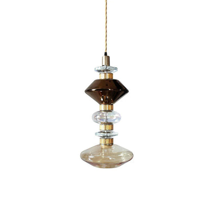 Glazen Hanglamp met Koperen Afwerking en Elegante Bolvorm voor Woonkamer en Eetkamer