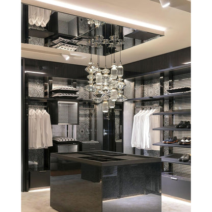 Glazen Hanglamp met Koperen Afwerking en Elegante Bolvorm voor Woonkamer en Eetkamer