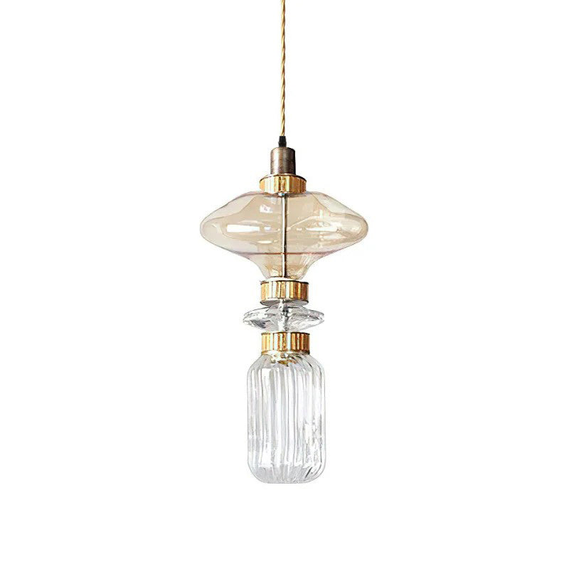 Glazen Hanglamp met Koperen Afwerking en Elegante Bolvorm voor Woonkamer en Eetkamer