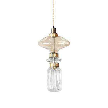 Glazen Hanglamp met Koperen Afwerking en Elegante Bolvorm voor Woonkamer en Eetkamer