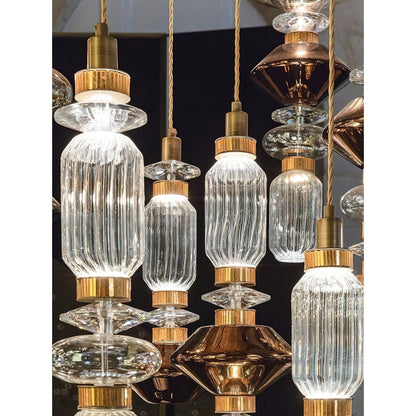 Glazen Hanglamp met Koperen Afwerking en Elegante Bolvorm voor Woonkamer en Eetkamer