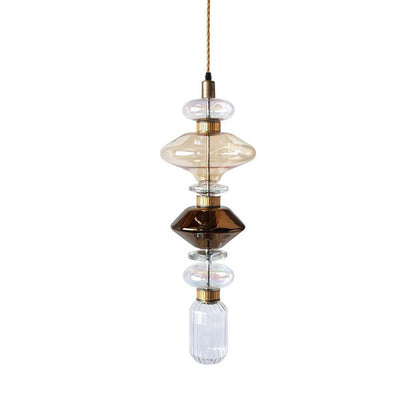 Glazen Hanglamp met Koperen Afwerking en Elegante Bolvorm voor Woonkamer en Eetkamer