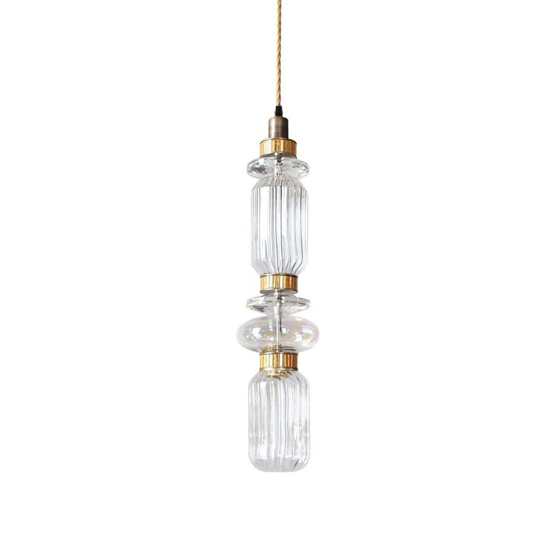 Glazen Hanglamp met Koperen Afwerking en Elegante Bolvorm voor Woonkamer en Eetkamer