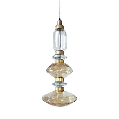 Glazen Hanglamp met Koperen Afwerking en Elegante Bolvorm voor Woonkamer en Eetkamer