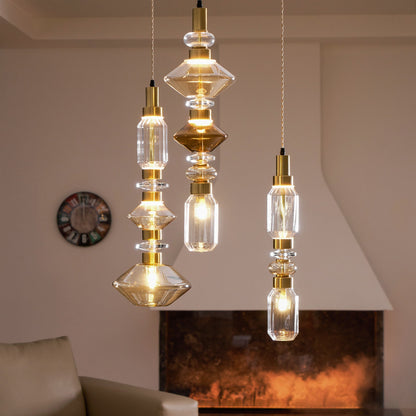 Glazen Hanglamp met Koperen Afwerking en Elegante Bolvorm voor Woonkamer en Eetkamer