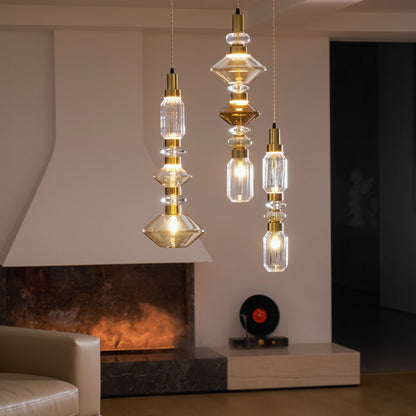 Glazen Hanglamp met Koperen Afwerking en Elegante Bolvorm voor Woonkamer en Eetkamer