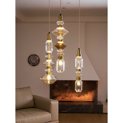 Glazen Hanglamp met Koperen Afwerking en Elegante Bolvorm voor Woonkamer en Eetkamer