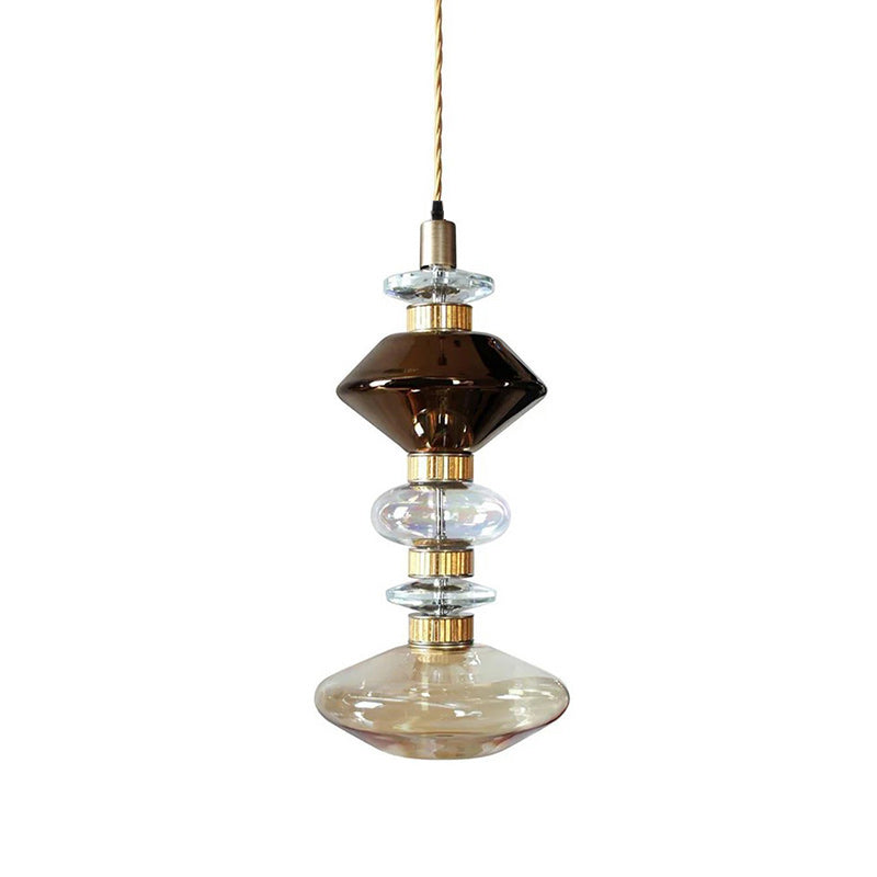 Glazen Hanglamp met Koperen Afwerking en Elegante Bolvorm voor Woonkamer en Eetkamer
