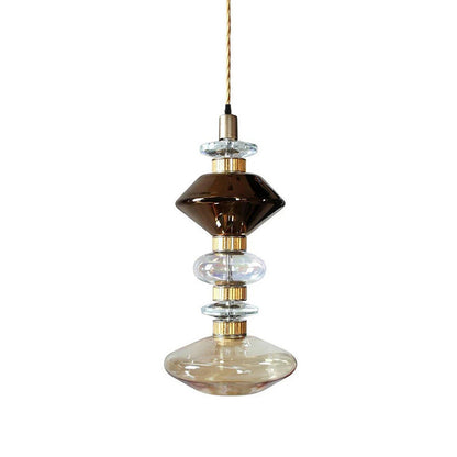 Glazen Hanglamp met Koperen Afwerking en Elegante Bolvorm voor Woonkamer en Eetkamer