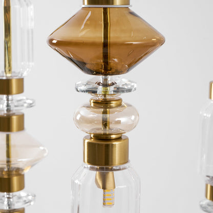 Glazen Hanglamp met Koperen Afwerking en Elegante Bolvorm voor Woonkamer en Eetkamer