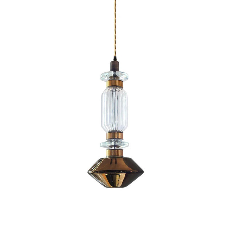 Glazen Hanglamp met Koperen Afwerking en Elegante Bolvorm voor Woonkamer en Eetkamer