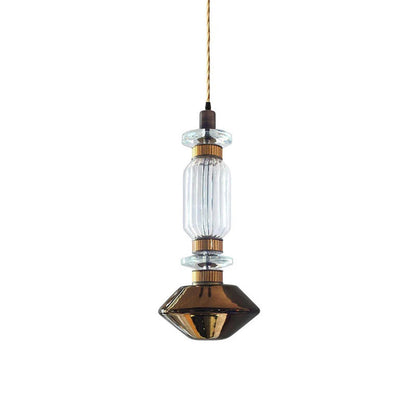 Glazen Hanglamp met Koperen Afwerking en Elegante Bolvorm voor Woonkamer en Eetkamer