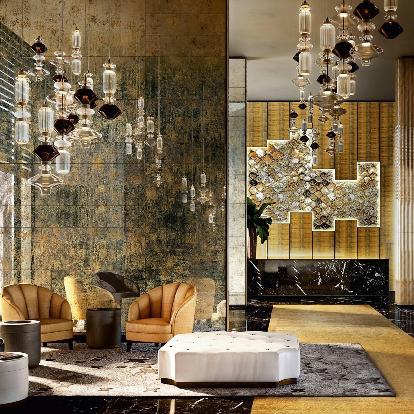 Glazen Hanglamp met Koperen Afwerking en Elegante Bolvorm voor Woonkamer en Eetkamer