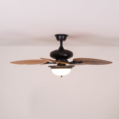 Tropische Houten Plafondventilator met Verlichting – Afstandsbediening 6 Snelheden