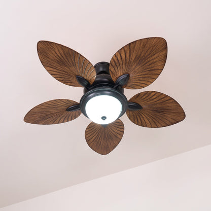 Tropische Houten Plafondventilator met Verlichting – Afstandsbediening 6 Snelheden