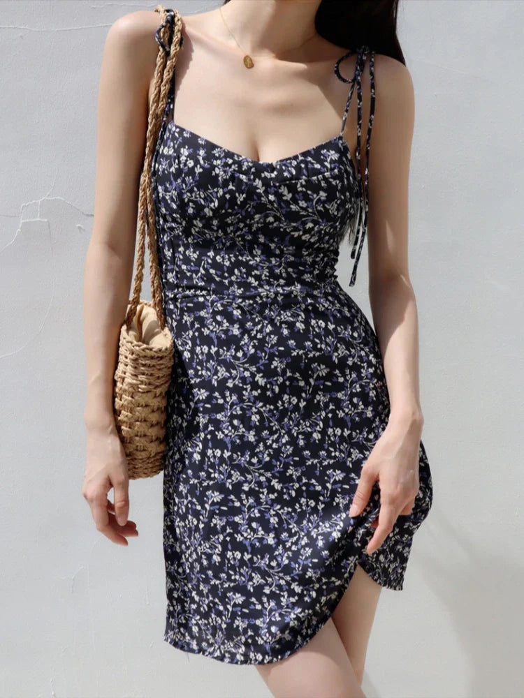 Jurk met Bandage Bloemenprint en Dunne Schouderbandjes