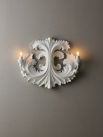 Klassieke Barok Wandlamp Met Florale Gipsdetails En Dubbele Lichtbron Voor Sfeervolle Binnenverlichting