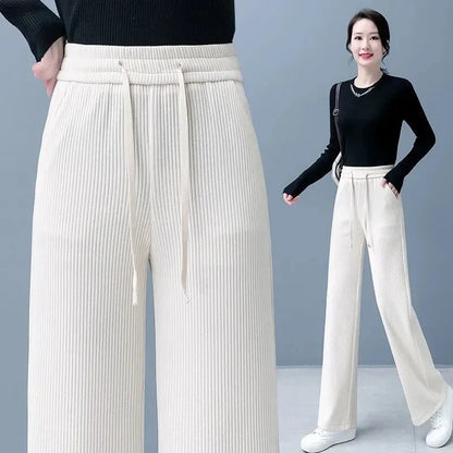 Mode Baggy Broek met Vetersluiting Leren Look