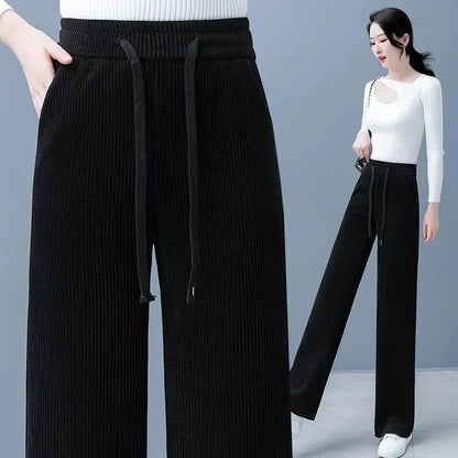 Mode Baggy Broek met Vetersluiting Leren Look
