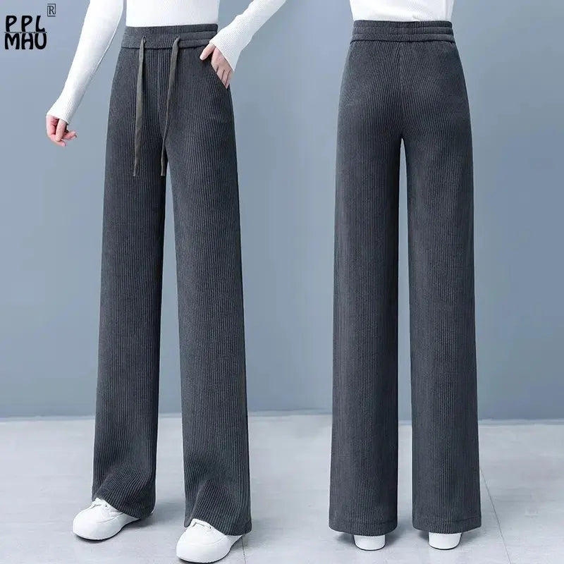Mode Baggy Broek met Vetersluiting Leren Look