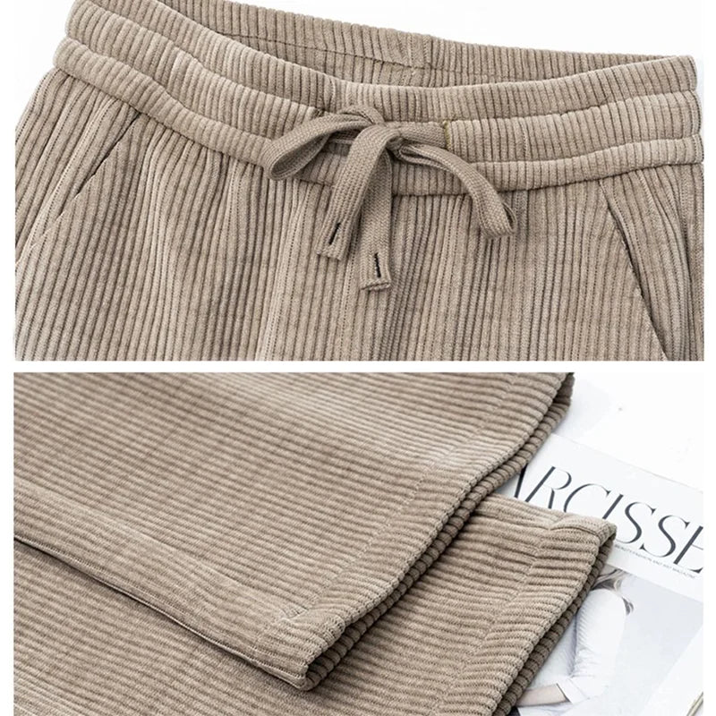 Mode Baggy Broek met Vetersluiting Leren Look