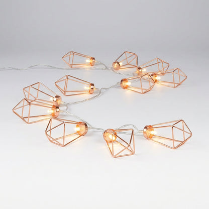 Lichtsnoer Diamant LED Koper Staal Batterij 20 Lampjes Geometrisch Sfeerverlichting Woonkamer Slaapkamer Tuin Feest Decoratie