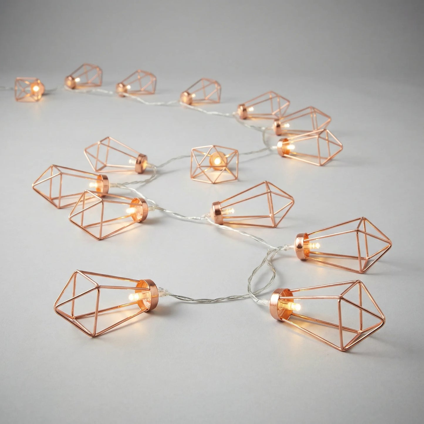 Lichtsnoer Diamant LED Koper Staal Batterij 20 Lampjes Geometrisch Sfeerverlichting Woonkamer Slaapkamer Tuin Feest Decoratie
