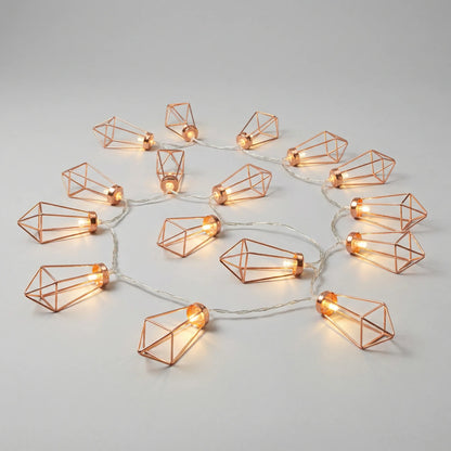 Lichtsnoer Diamant LED Koper Staal Batterij 20 Lampjes Geometrisch Sfeerverlichting Woonkamer Slaapkamer Tuin Feest Decoratie