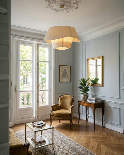 Moderne Tyvek Hanglamp Rond Design Warm Wit Dimbaar Woonkamer Eetkamer Slaapkamer Decoratieve Plafondverlichting