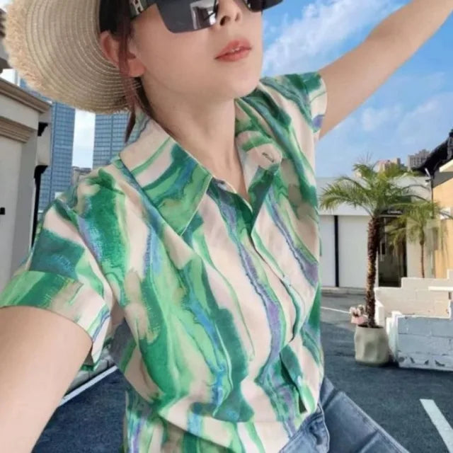 Vrouwelijke Blouse Zomerse Flamingo Print - StudioMarella