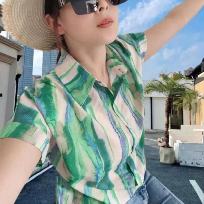Vrouwelijke Blouse Zomerse Flamingo Print