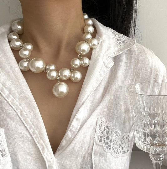Elegante Parelketting Dames Rond Wit Feestelijk