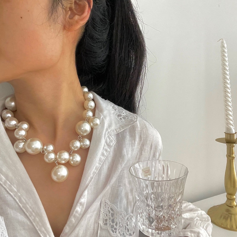 Elegante Parelketting Dames Rond Wit Feestelijk