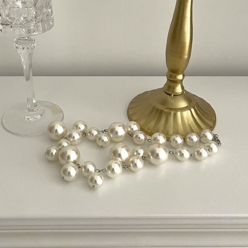 Elegante Parelketting Dames Rond Wit Feestelijk