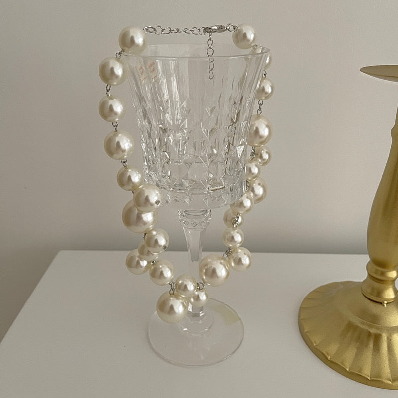 Elegante Parelketting Dames Rond Wit Feestelijk
