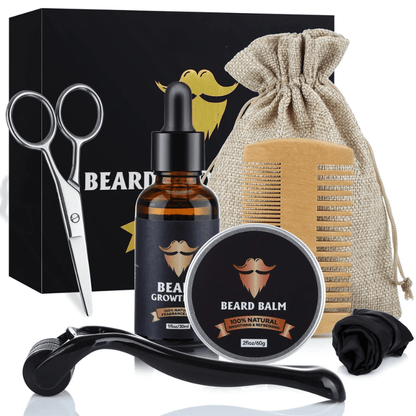 Baardgroei Verzorgingsset met Dermaroller en Natuurlijke Oliën voor Volle Verzorgde Baard