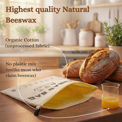 Herbruikbare Broodbuidel met 100% Biologisch Bijenwas – Duurzame Bewaarzak van Bio-Katoen
