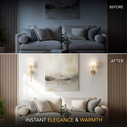 Wandlamp Goud Witte Cilinderkap Set 2 Draadloos Afstandsbediening Dimbaar RGB Slaapkamer