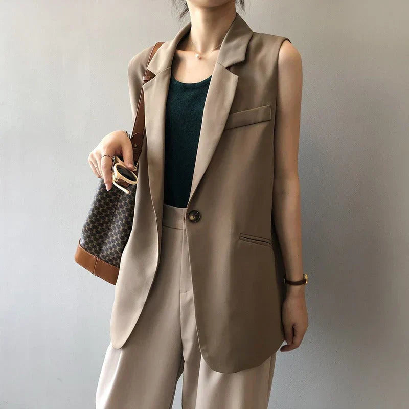 Mouwloze Blazer Beige Zomerkleding voor Vrouw - StudioMarella