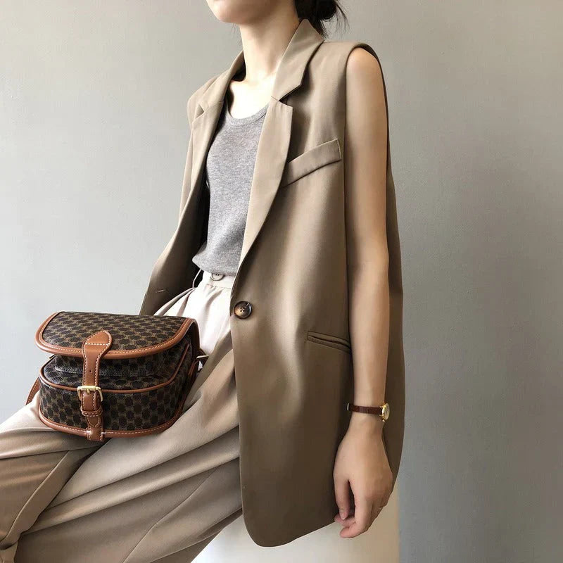 Mouwloze Blazer Beige Zomerkleding voor Vrouw