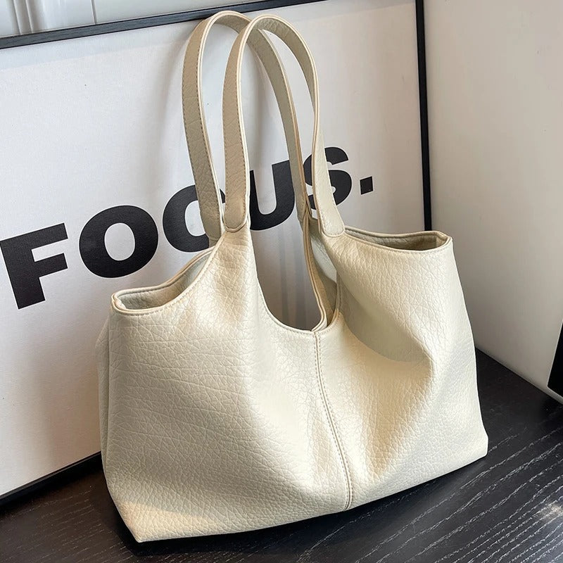Vegan Schoudertas Dames Leren Look Ruim Tote Tas