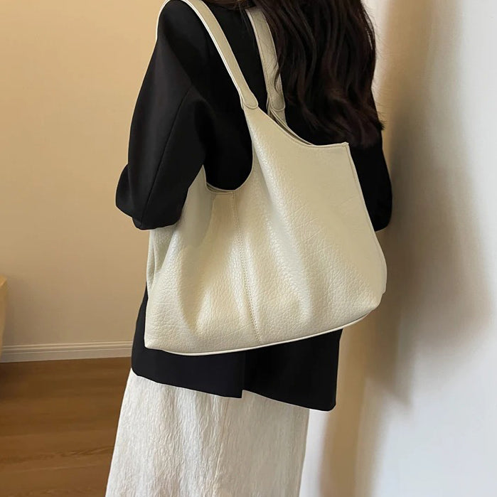 Vegan Schoudertas Dames Leren Look Ruim Tote Tas