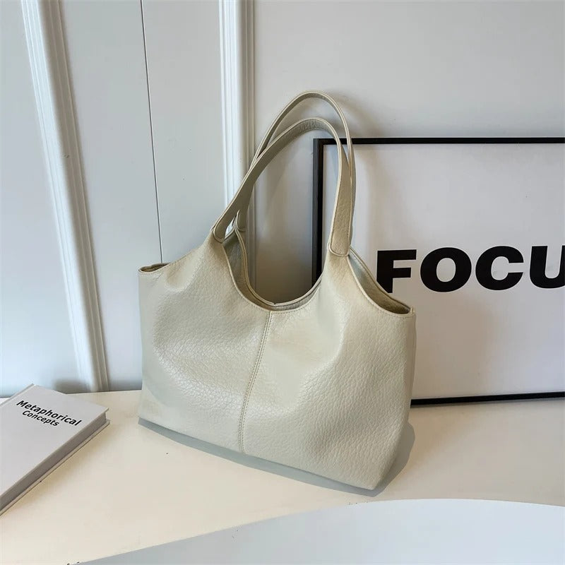 Vegan Schoudertas Dames Leren Look Ruim Tote Tas