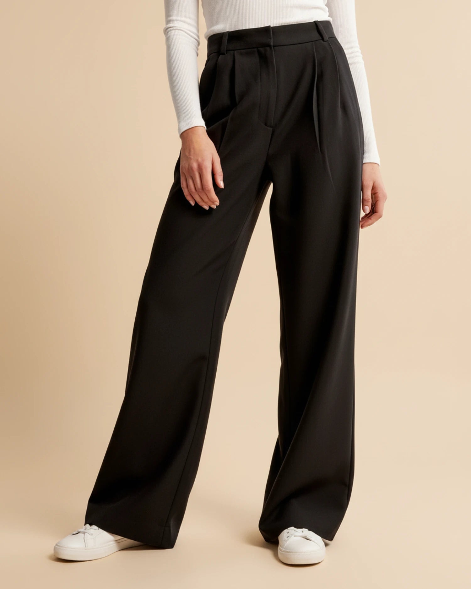 Beige Damesbroek Hoge Taille | Geplooide Damesmode 6