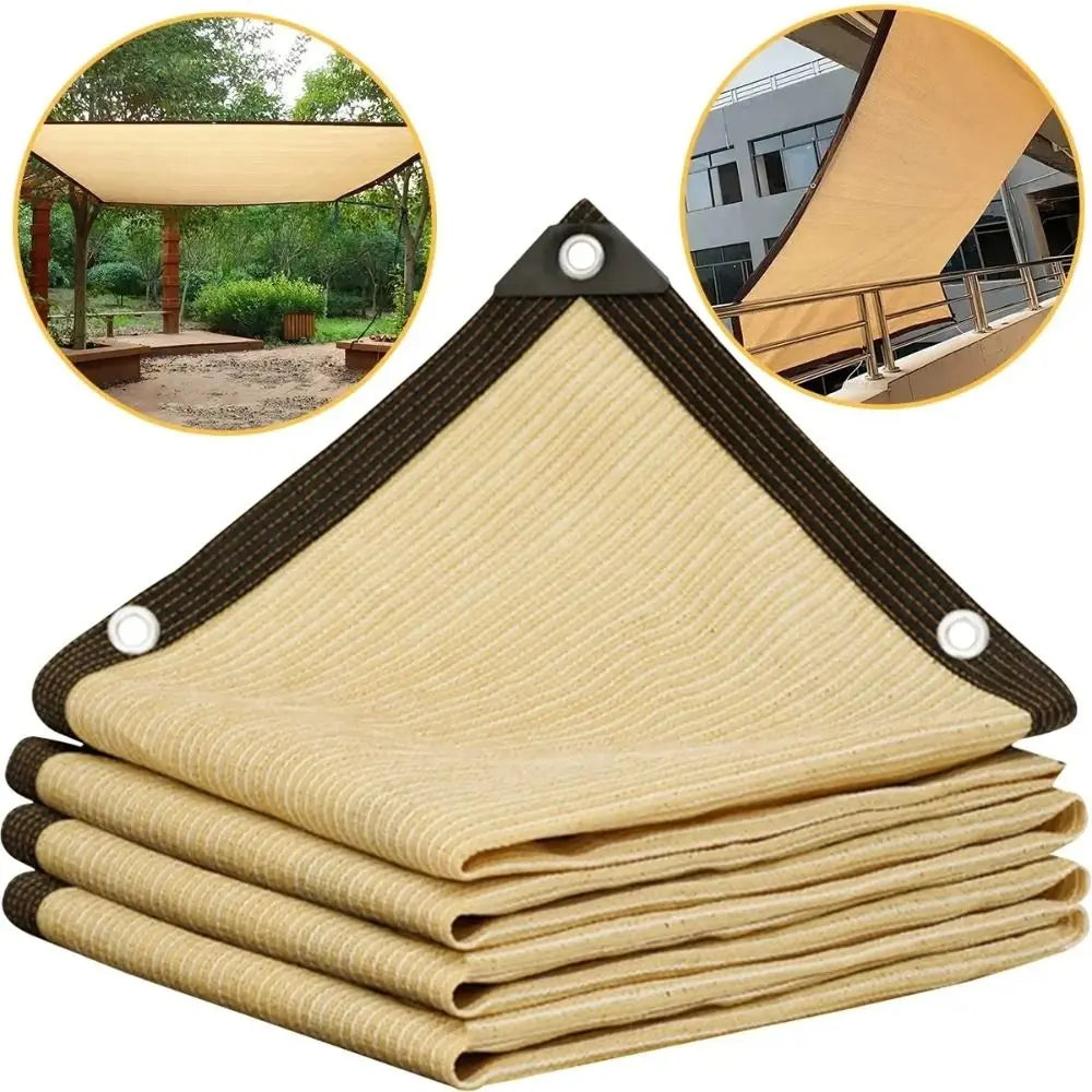 Schaduwnet Balkon Luchtdoorlatend HDPE 90% UV 2x3 tot 4x5 m Metalen Bevestigingsogen Beige