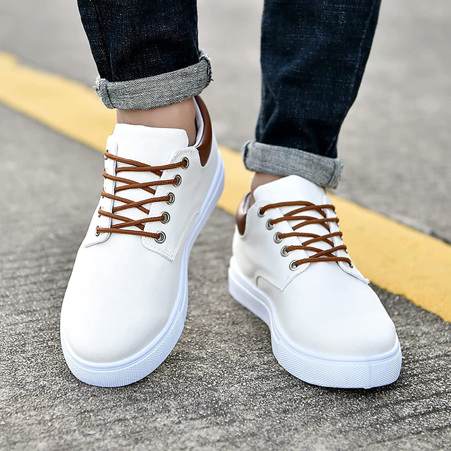 Heren Sneakers Leren Casual Schoenen Zwart Stijlvol